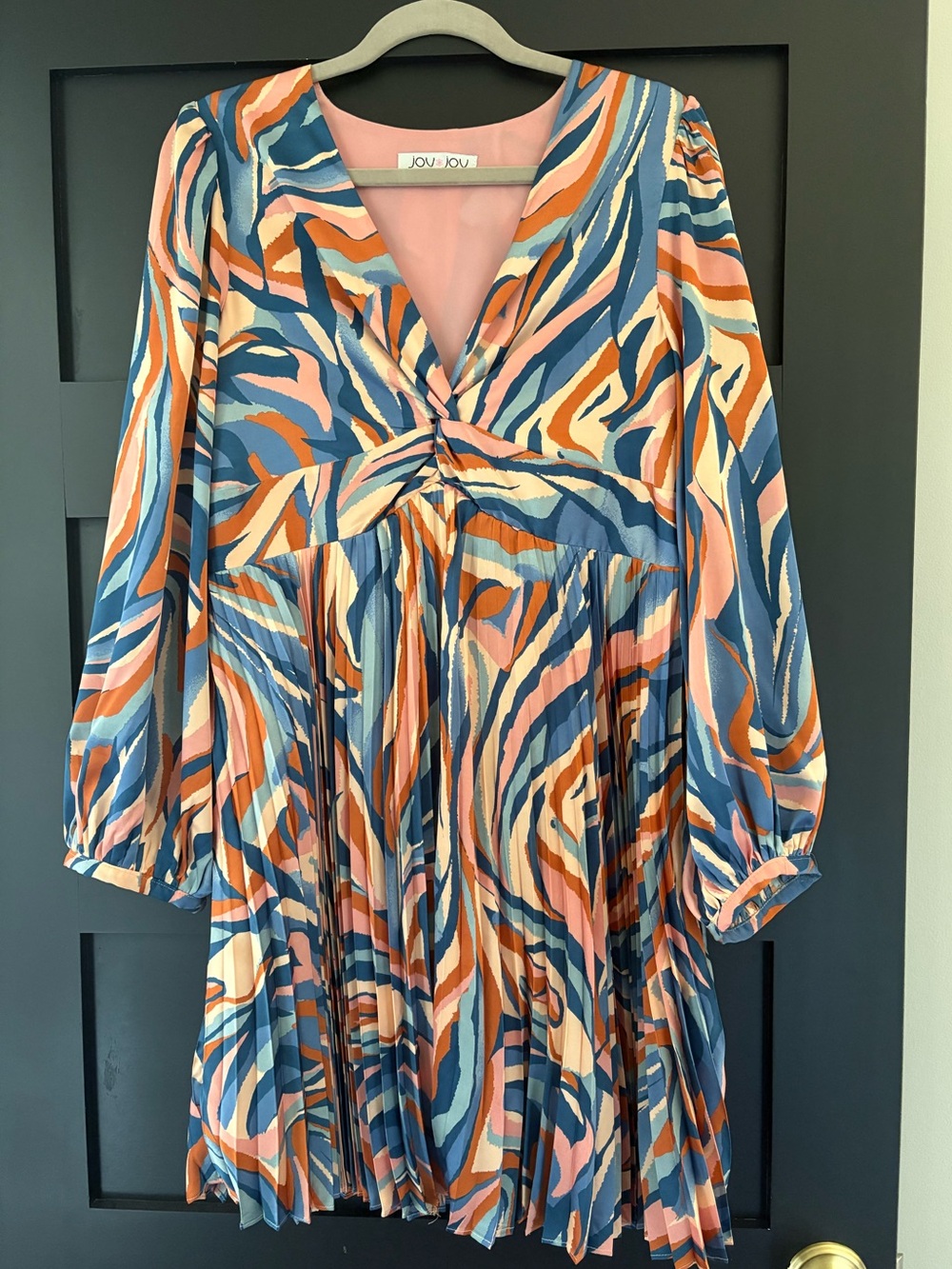 Joy Joy Abstract Print Pleated Mini Dress Size Large
